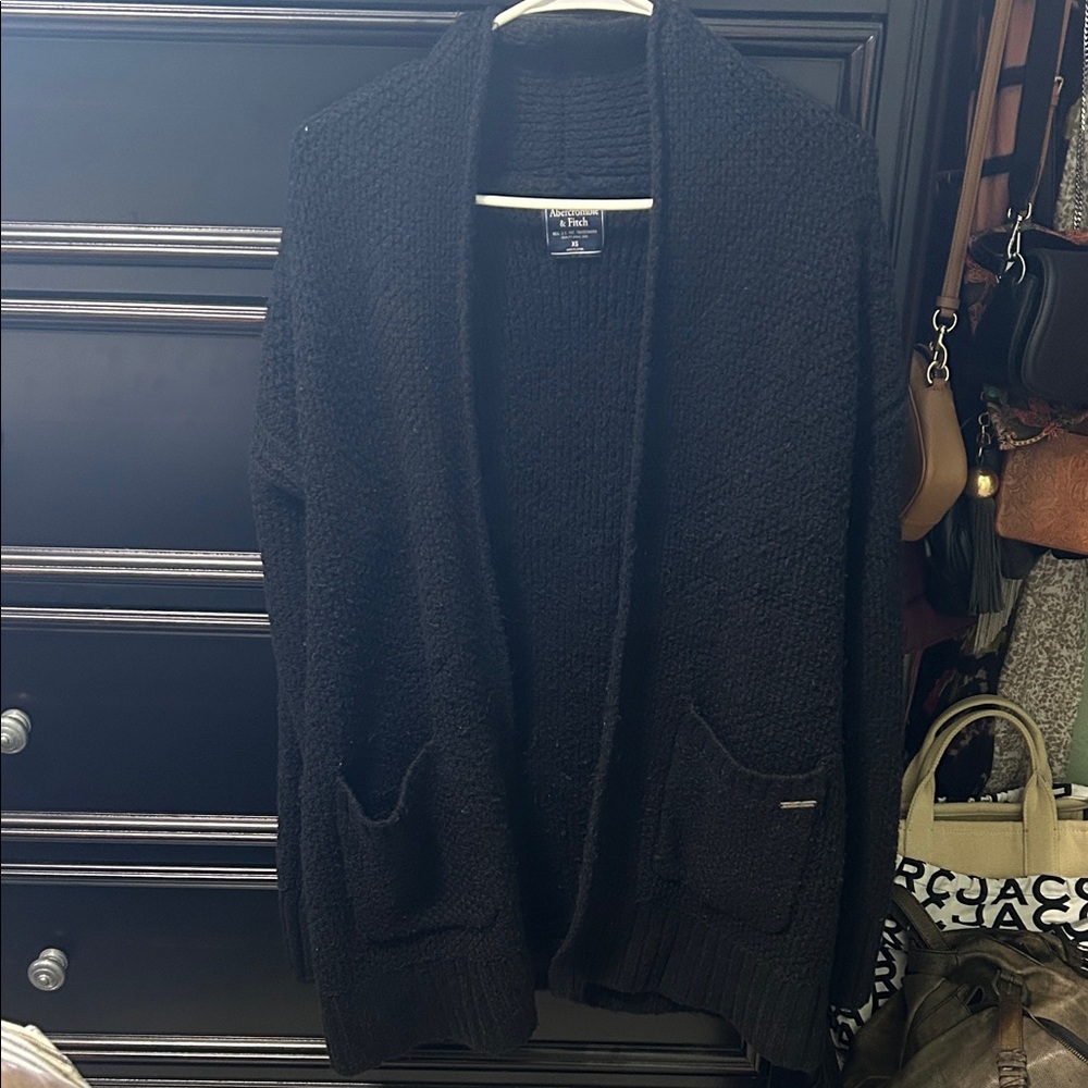 Abercrombie & Fitch Black Shawl Collar Knit Cardigan